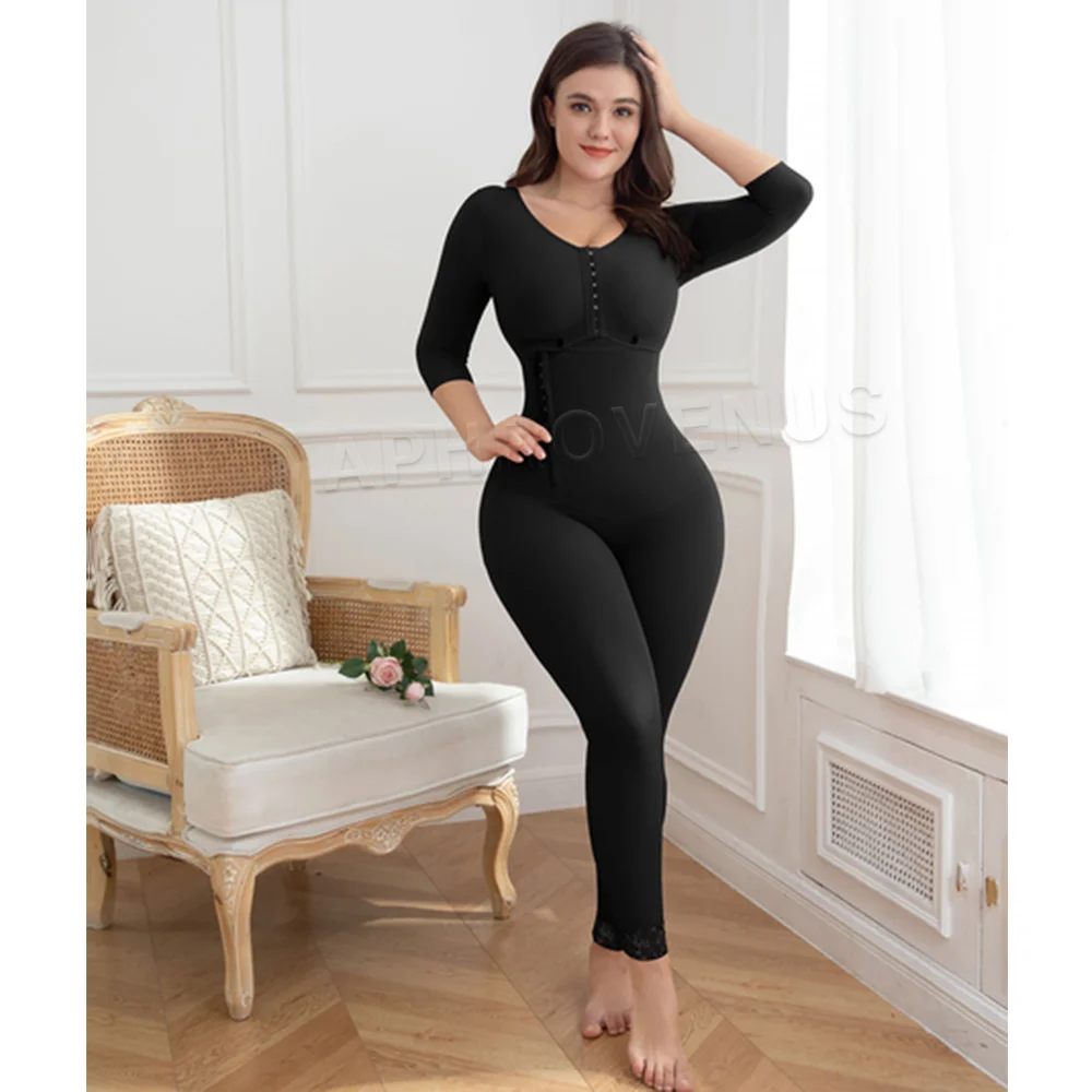 Fajas Colombianas Women High Compression Long Sleeves & Pants Full Body Shapewear Postpartum Underwear Post Liposuction Bodysuit