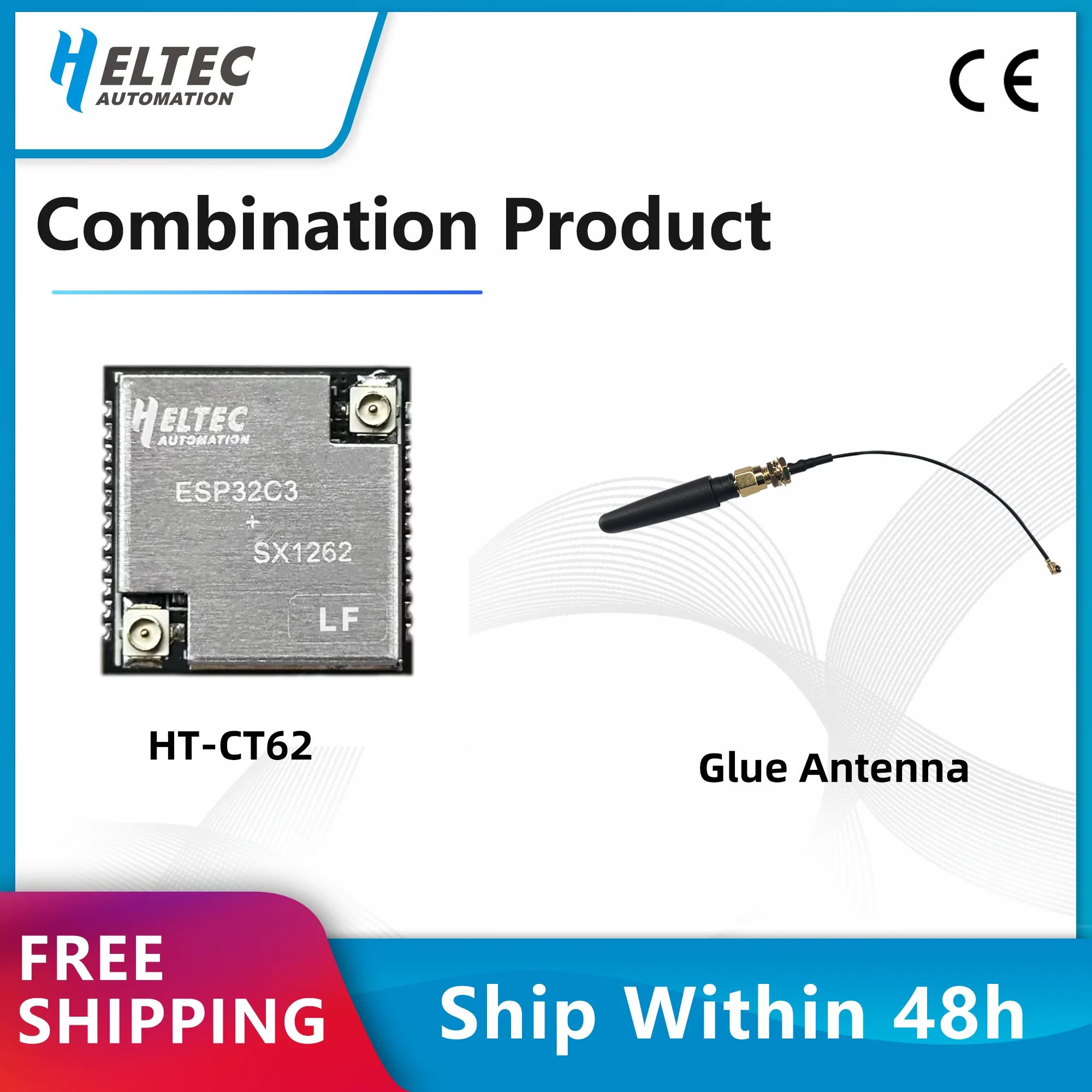 

Heltec Wi-Fi LoRa Двухрежимный металастичный межластичный малообъемный HT-CT62 Модуль узла LoRa с клеевой пружинной антенной