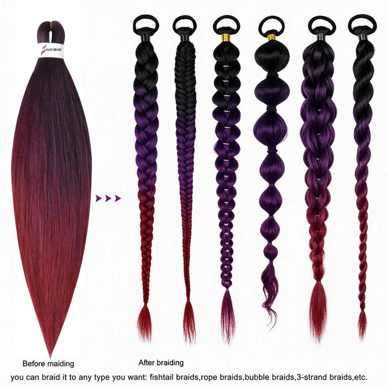 26 Zoll Ombre Synthetisches Flechthaar 90g Extensions DIY Box Braids Rope Twist Fishtail Langes Haar für Frauen Schützende Frisur – Detail 5