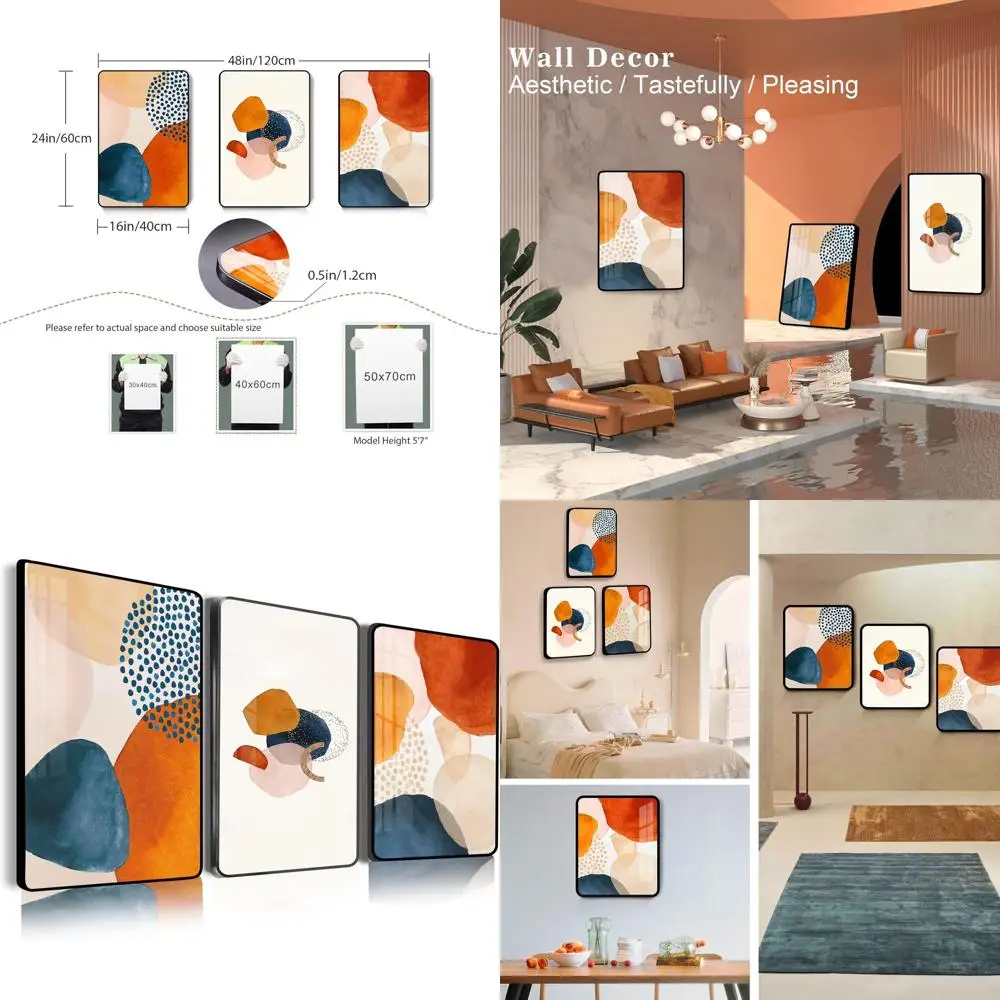 

Современное минималистское искусство в стиле бохо — темно-синий и оранжевый абстрактный настенный декор для гостиной, спальни, кухни и ванной комнаты