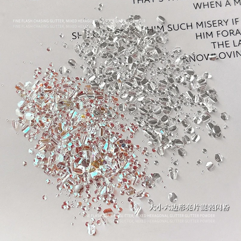 سداسية بريق الترتر مختلط بريق مسحوق متلألئ ضوء القمر اللؤلؤ مسحوق بيرليسسينت مسمار الفن زينة أدوات مانيكير