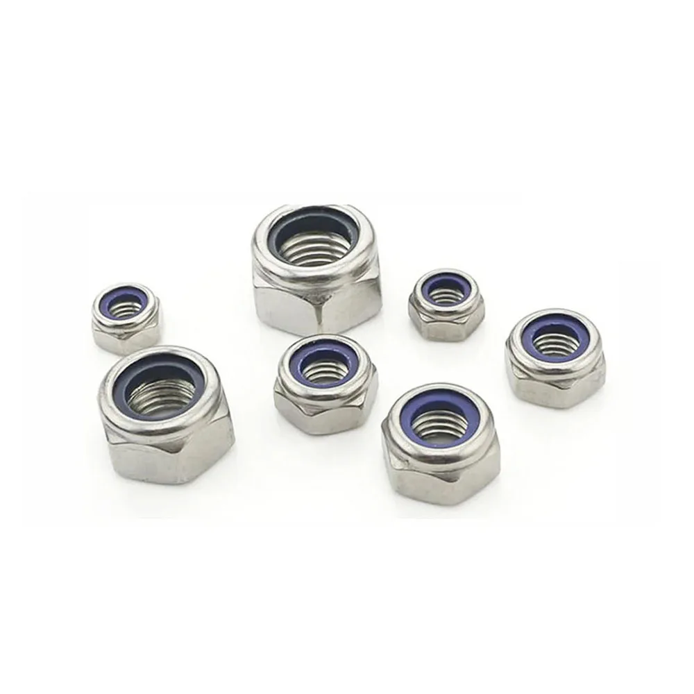316 Stainless Steel Hex Nylock Nut DIN985 A4 Full-thread Anti-lock Hexagon Nylon Insert Self Lock Nut M3/4/5/6/8/10/12/14