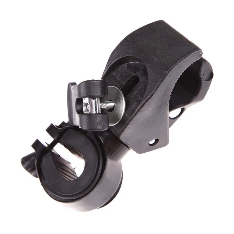 With Gasket for Flashlight Torch Clamp Plastic Light Clip Black 360° Rotation MTB Light Mount Holder Bracket Front