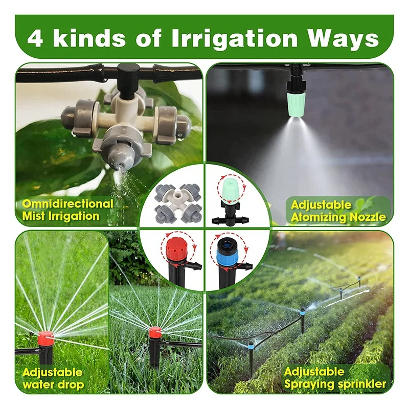 Irrigation System,Micro-Type Drip Irrigation Kit Auto With Adjustable Nozzle Sprinkler Sprayer&Dripper,Watering System