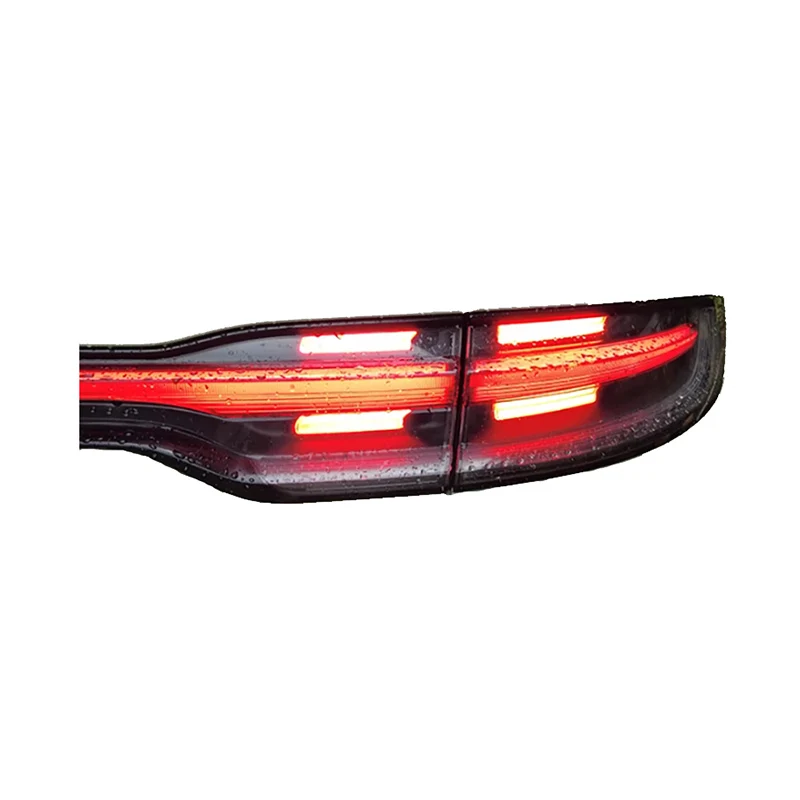 Modified New Through-In-One LED Rear Taillight Assembly for 14-17Porsche Macan Maca 12V with Red Lens Color