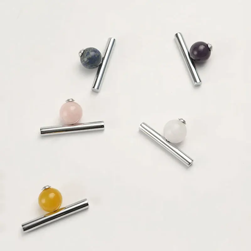 Natural Stone Creative Kitchen Cabinet Handles Brass Light Luxury Wardrobe Pulls Pink Crystal with Silver T Bar Drawer Knobs