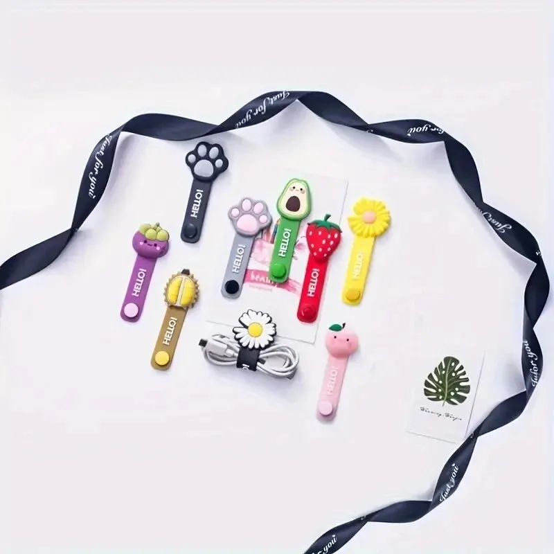 10PC Hot Headset Silicone Multifunction Data Line Storage Winder Cable Protector Cute Cartoon Cord Protector