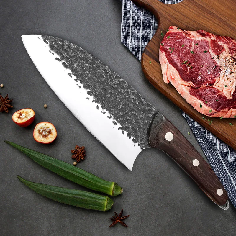 Kitchen Knife High Carbon Steel Forged Knife Professional Chef Cleaver Knife Meat Vegetables Fish Knives Cooking Tools