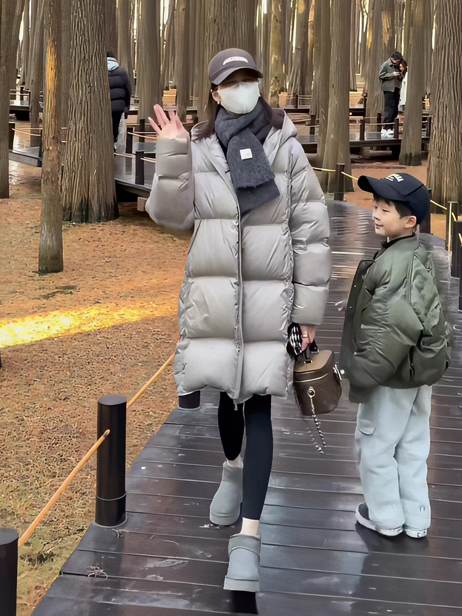 Women's Hooded Mid-Length down Jacket 90% White Duck down Warm Versatile Outerwear Thickened Korean Style Commute Fashion