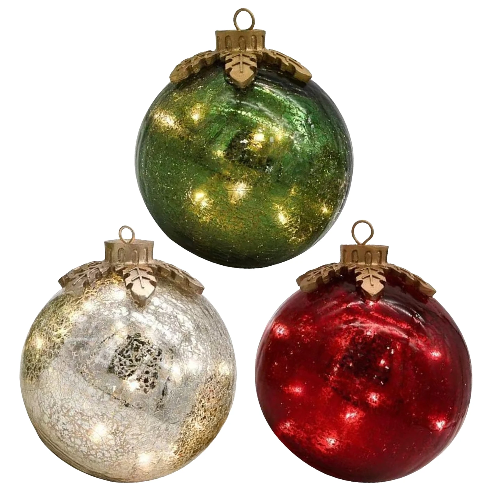 

LED Glass Christmas Ball Ornaments Battery Powered Tabletop Christmas Decorations Creative Xmas Balls Light for Home Decor