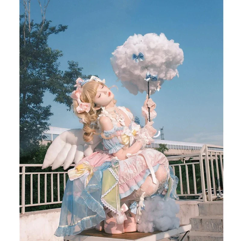 

Heavy Industry Suspender Dress Christmas Cos Dress Girls Sweet Cute Bow High Waist Slim Lolita Princess Dress Women Mini Dresses