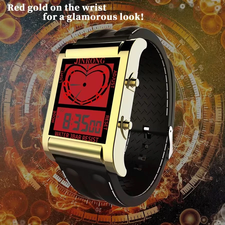 남녀 공용 패션 스포츠 크로노그래프 시계, 디지털 및 포인터 듀얼 디스플레이, 30M 방수, 아연 합금 직사각 케이스