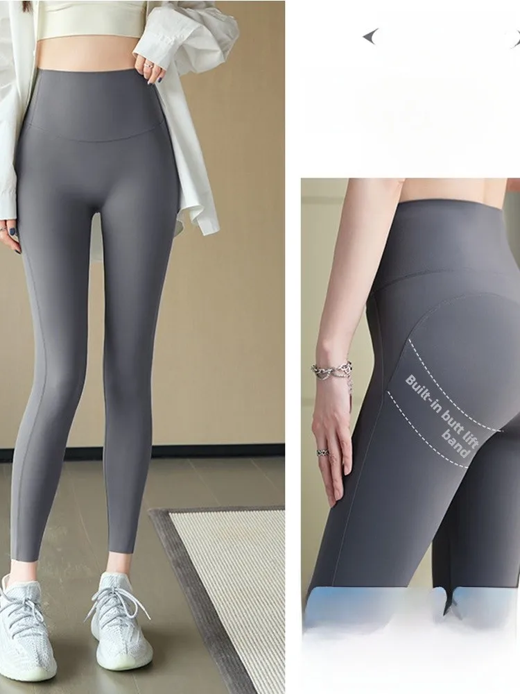 

ay arkskin Pants High Waist Ice Silk Yoga Sports Thin Yoga Fitn High Waist Women's Outerwear Summer Thin Ice Silk