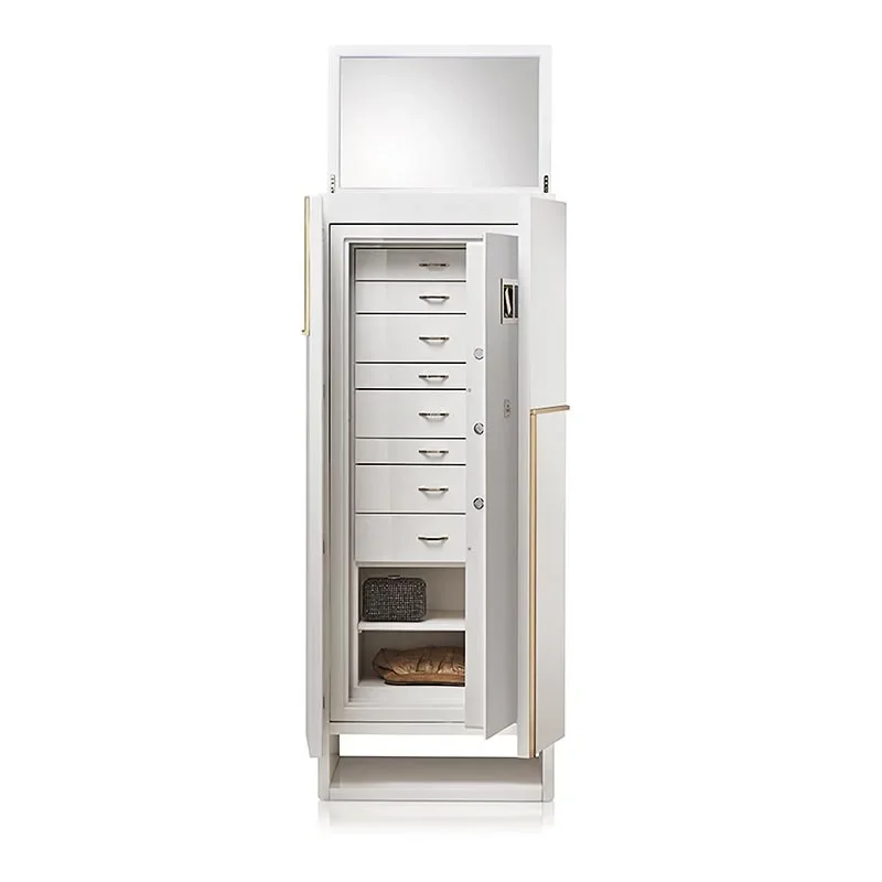 

Italian high-end, solid wood jewelry, light luxury in home villas, high-end sense, jewelry storage cabinet with mirror
