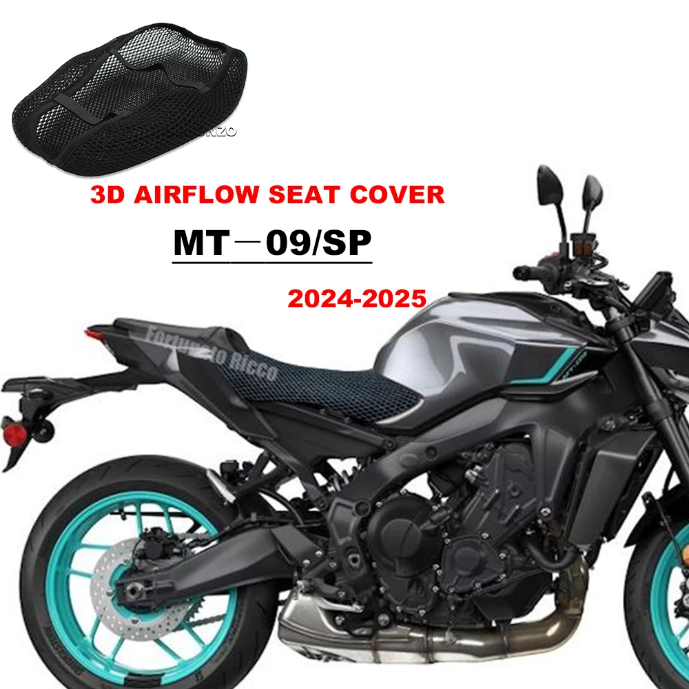 Per Yamaha MT-09 2024 + Nuovo Tessuto Sella Cuscino antiscivolo Coprisedile Moto 3D Flusso D'aria Proteggere La Maglia di Calore Isolamento Nylon