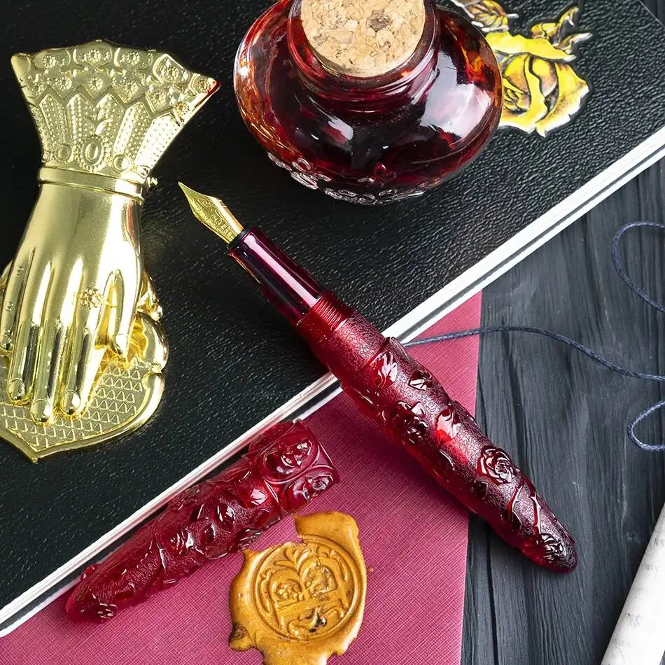 Russian BENU  Skull&Rose Acrylic Resin Fountain Pen Gift For Women Signature Pen