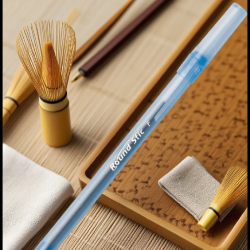 Blue Ballpoint Pens, 10 Bulk, 1.0mm Medium Nib, Round, Long-Lasting, Translucent Ink, Comfortable Grip