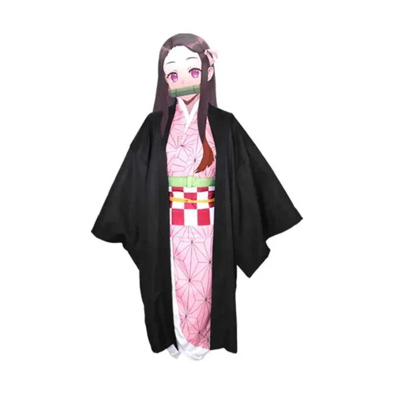 كامادو Nezuko تأثيري حلي أنيمي شيطان القاتل كيمونو هالوين للنساء الفتيات الاطفال الكبار حذاء شعر مستعار أقراط الشكل Keychain5;c