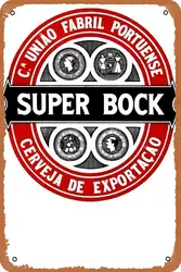 Logo in metallo-Super Bock portoghese Beer label Poster Bar decorazione della parete 20.32X30.48 cm