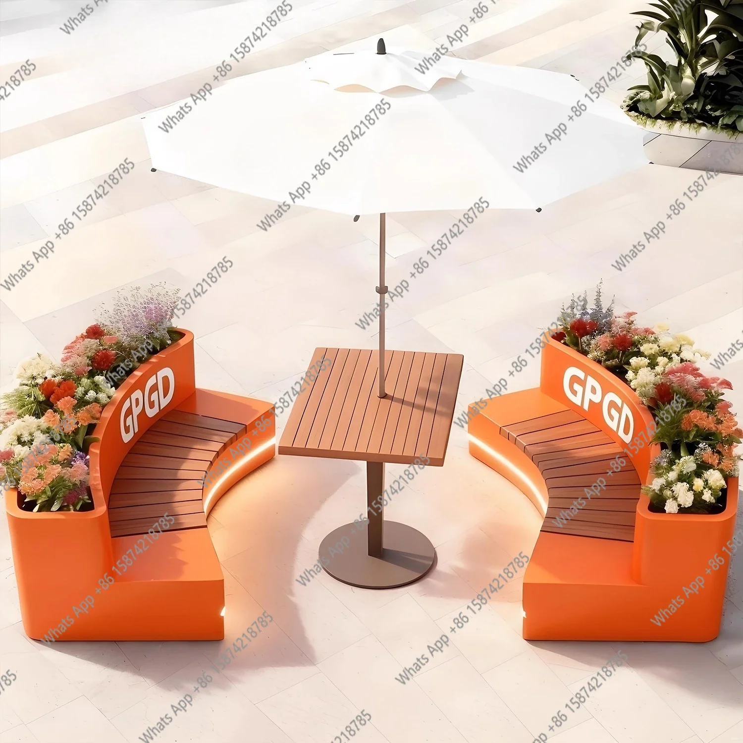 A63 Outdoor flower box table and chair card seat overall commercial street coffee shop table and chair combination set flower be