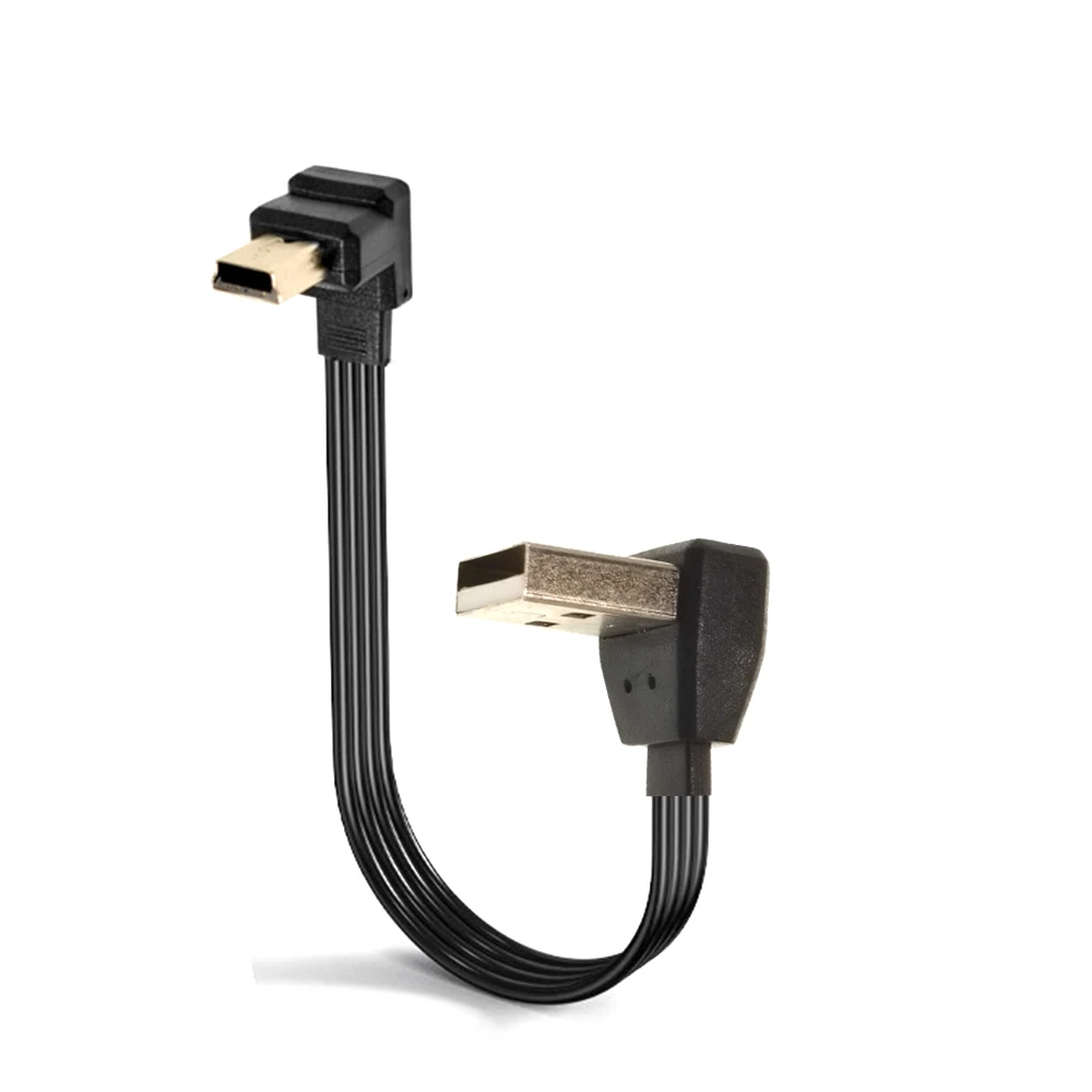10CM 30CM Usb flat 2.0 male to mini usb top left angled 90 degree cable 0.2 m 0.5 m 100CM for camera mp4 tablet