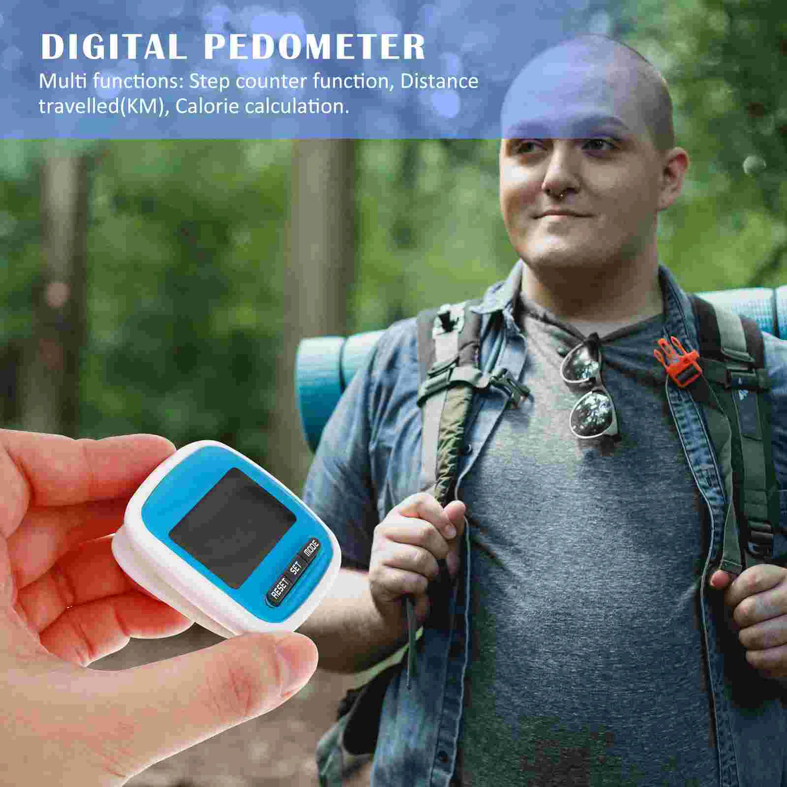 Multi-function LED Display Pocket Pedometer Step Counter (Blue)