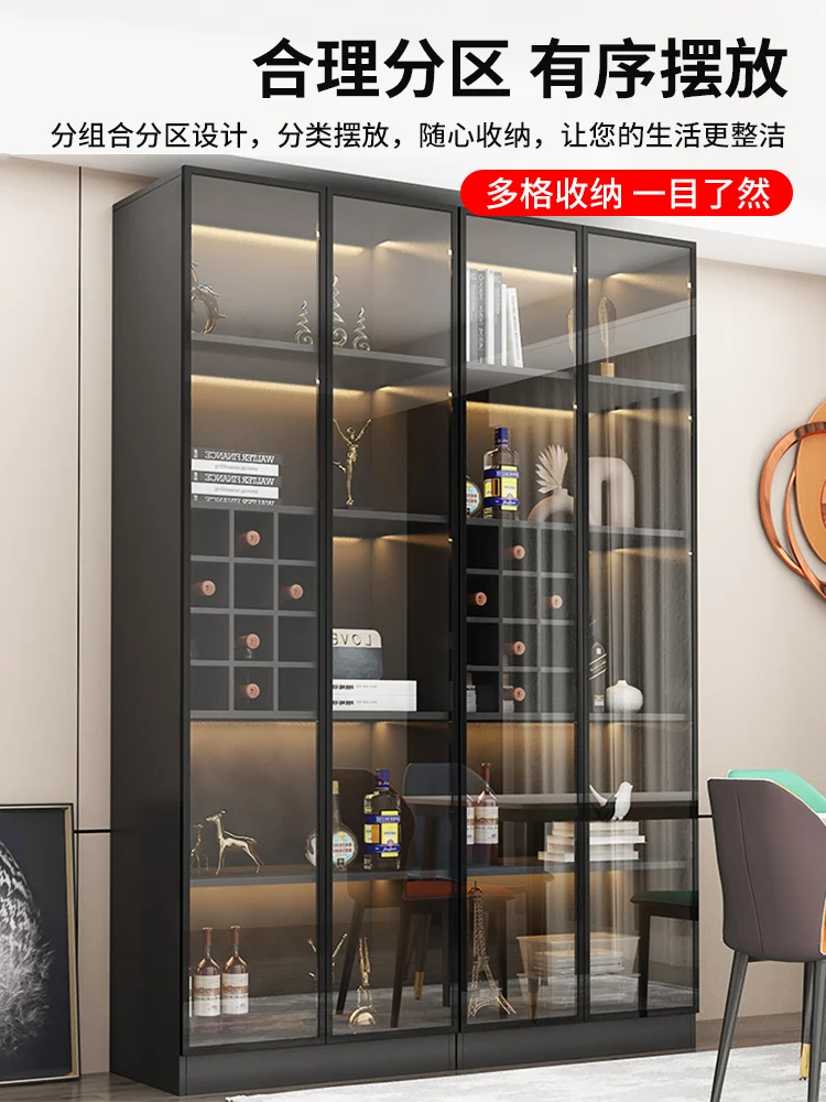 Simple Home Light Luxury Sideboard Cabinet All-in-One Cabinet Lockers with Glass Door against the Wall High Cabinet