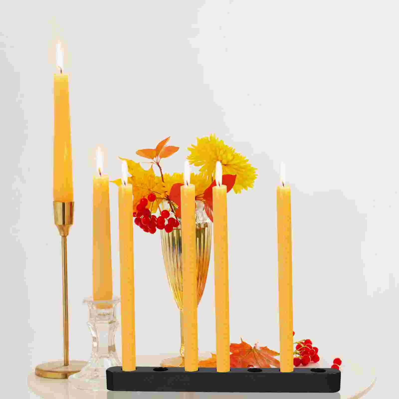 Kwanzaa Menorah Black Candlesticks Retro Taper Holder Candlelight Stand Desktop Plastic