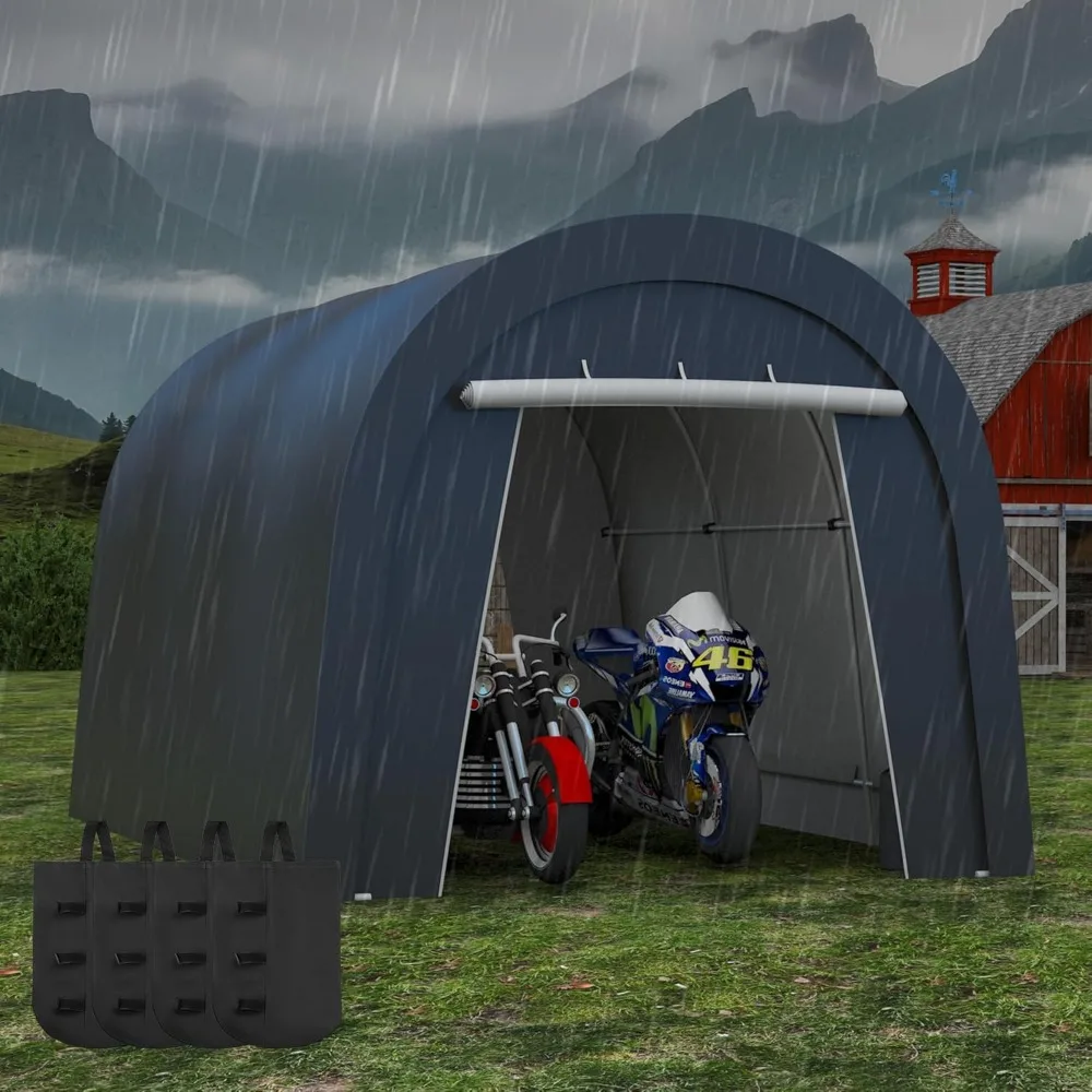 

Carport with 4 Cloth Bags, Portable Garage with 2 Roll-up Doors, Heavy Duty Car Canopy Party Tent, All-Season Storage Shel