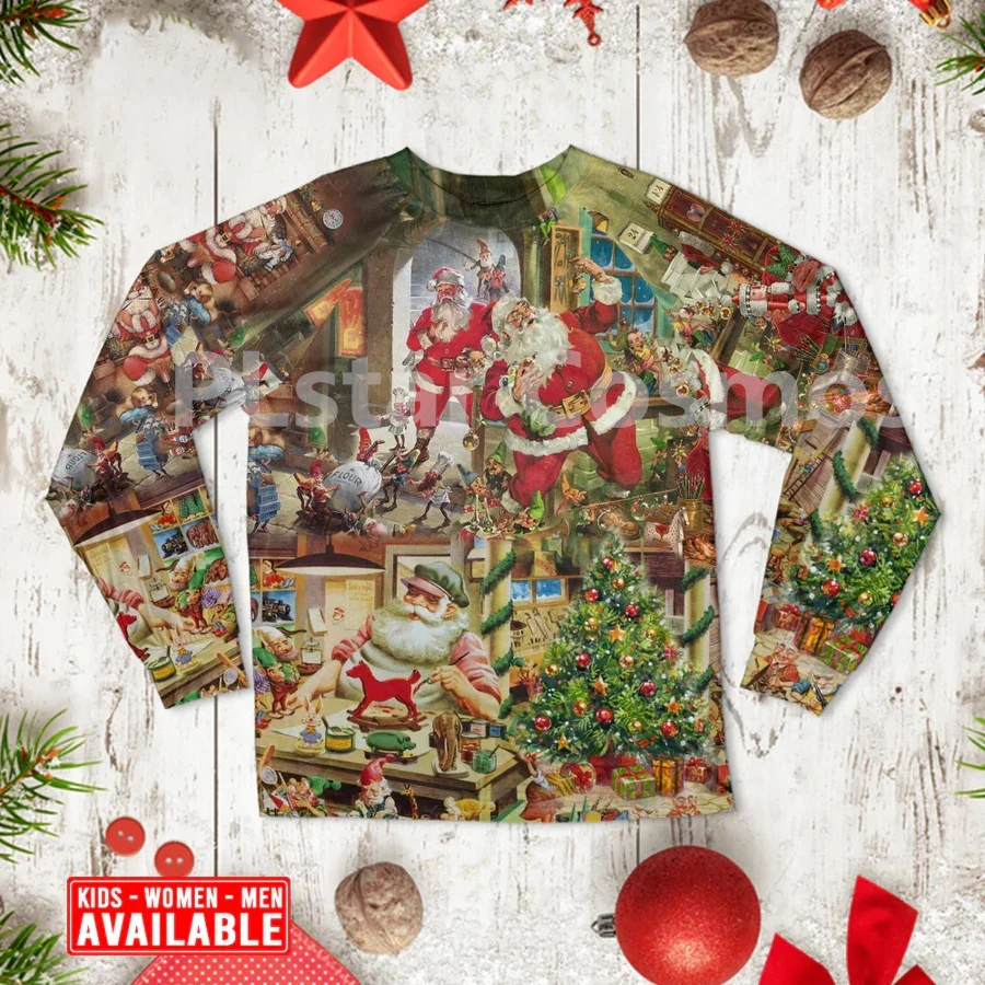 Christmas Santa's Toy Workshop - Pajamas Long Sleeve 3D All Over Printed Family Pajamas Cosplay Clothes