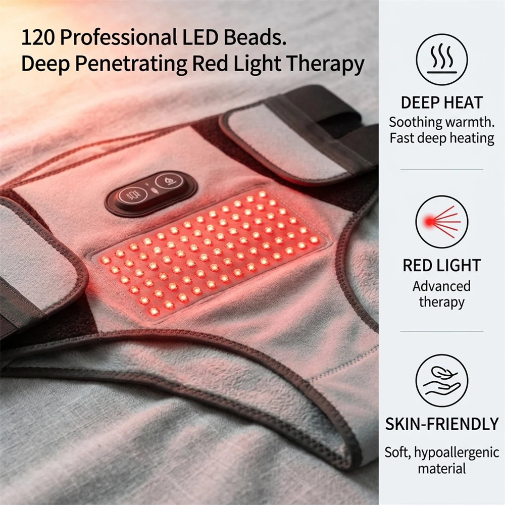 120 LEDs Red Light Therapy Briefs 630nm 470nm 8000mAh Wireless Menstrual Relief Massage Panties Abdominal Care Pad Belt