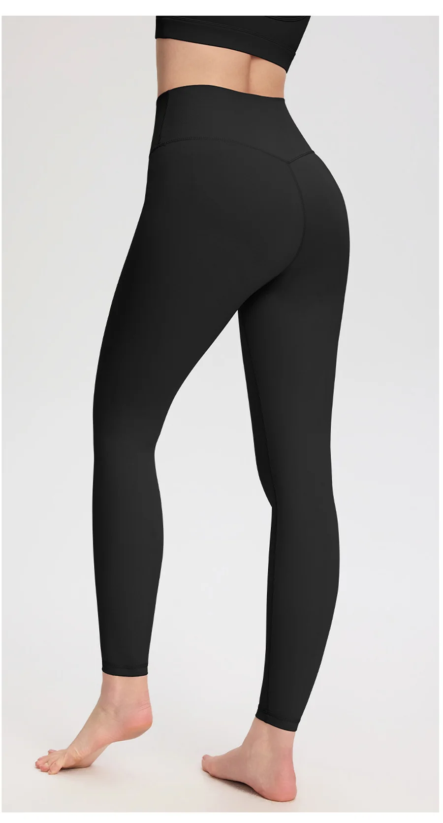 2-teiliges Damen-Yoga-Set mit dünnen Trägern, Sport-BH, hochtaillierten, eng anliegenden Leggings, einfarbig, weich, dehnbar, Fitness, Gym, Pilates, Activewear-Outfit – Detail 6