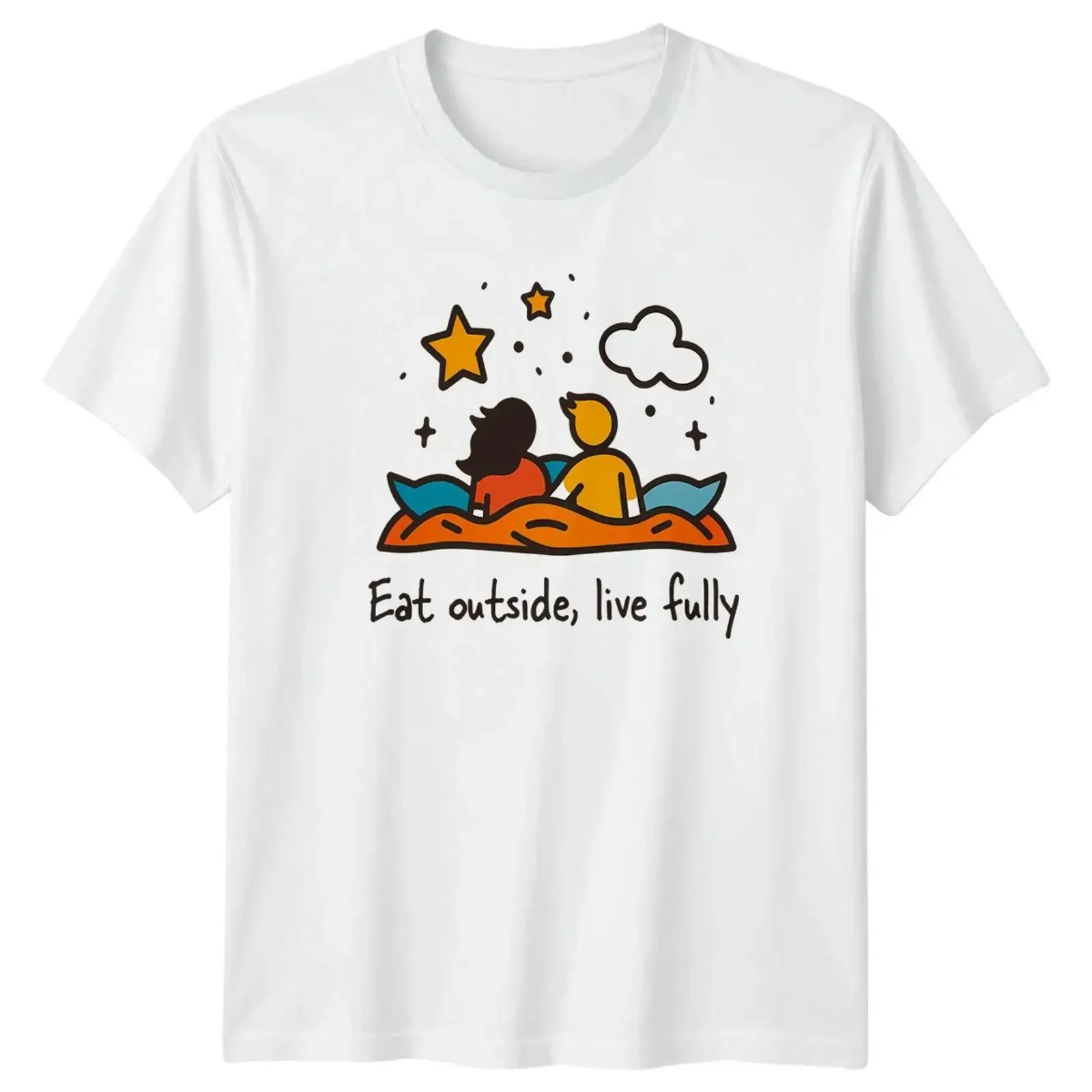 Eat Outside Live Fully T Shirt Stargazing Camping Geschenk für Sie und Ihn vintage Washed Casual homme graphic Soft Stylish