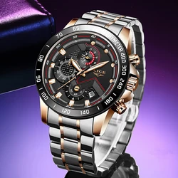 2025 New LIGE Fashion Mens Watches Stainless Steel Top Brand Luxury Sport Chronograph Quartz WithWatch For Men Relogio Masculino