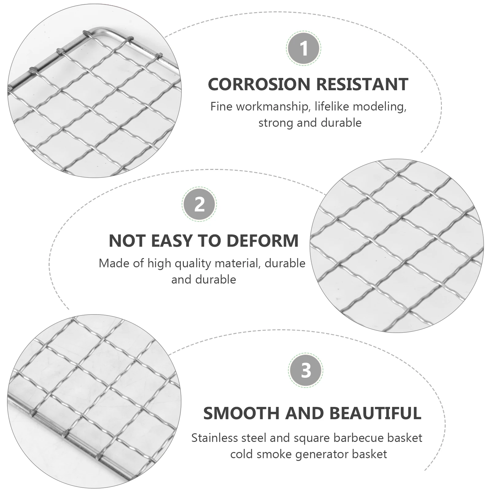 

Stainless Steel BBQ Basket Square Barbecue Grill Rack Corrosion Resistant Smoke Generator Outdoor Grilling Tool Home