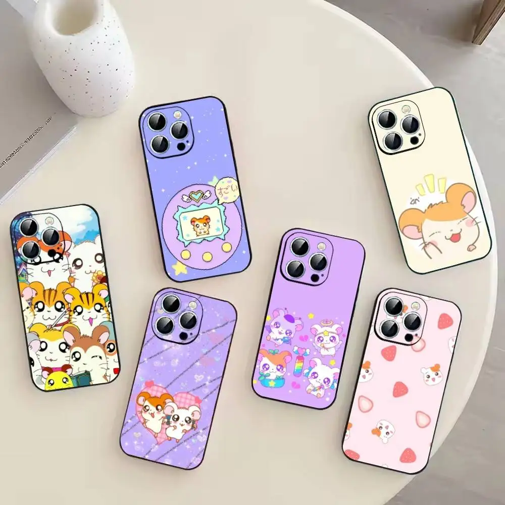 Cute Hamster H-Hamtaro Phone Case For iPhone 17,16,15,14,13,12,11 Plus,Pro Max,XS,Soft Black Cover