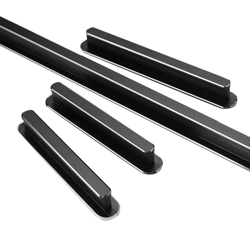 Cabinet Door Handle Black Modern Minimalist Cabinet Drawer Nordic Extended Wardrobe Door Handle Light Luxury Silver Edge Muebles