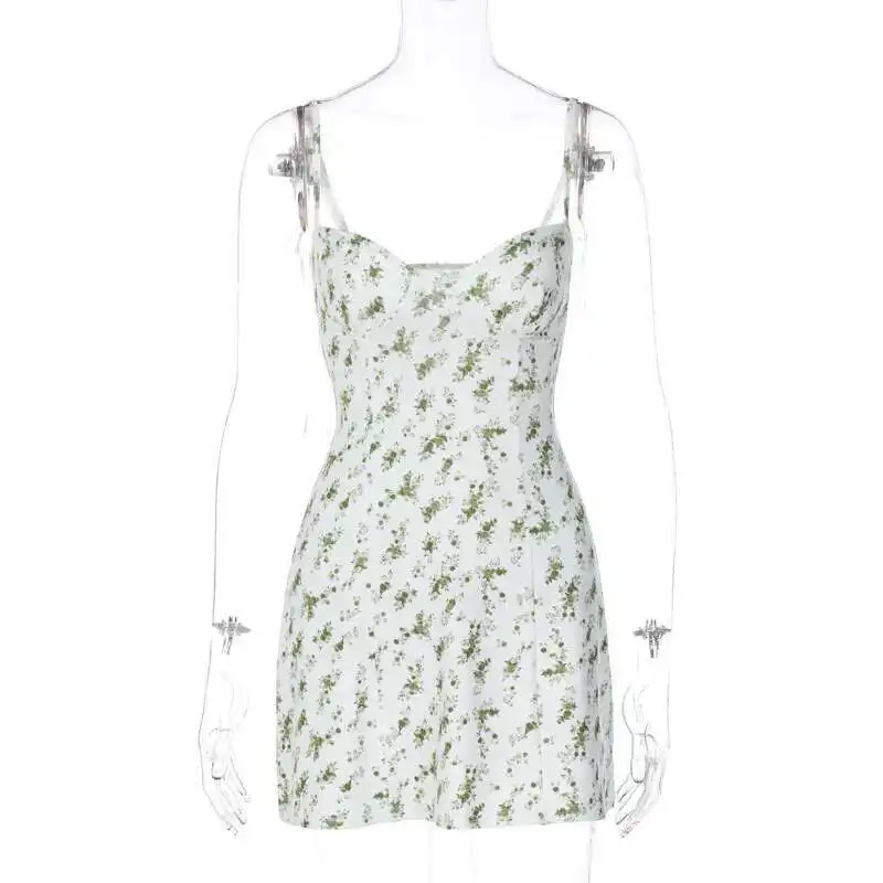 

Hot 2025 Summer Product New Small Floral Short Skirt Strap Dress Women's Wear Prom 2025 Summer Dress Robe Vestido Women Party