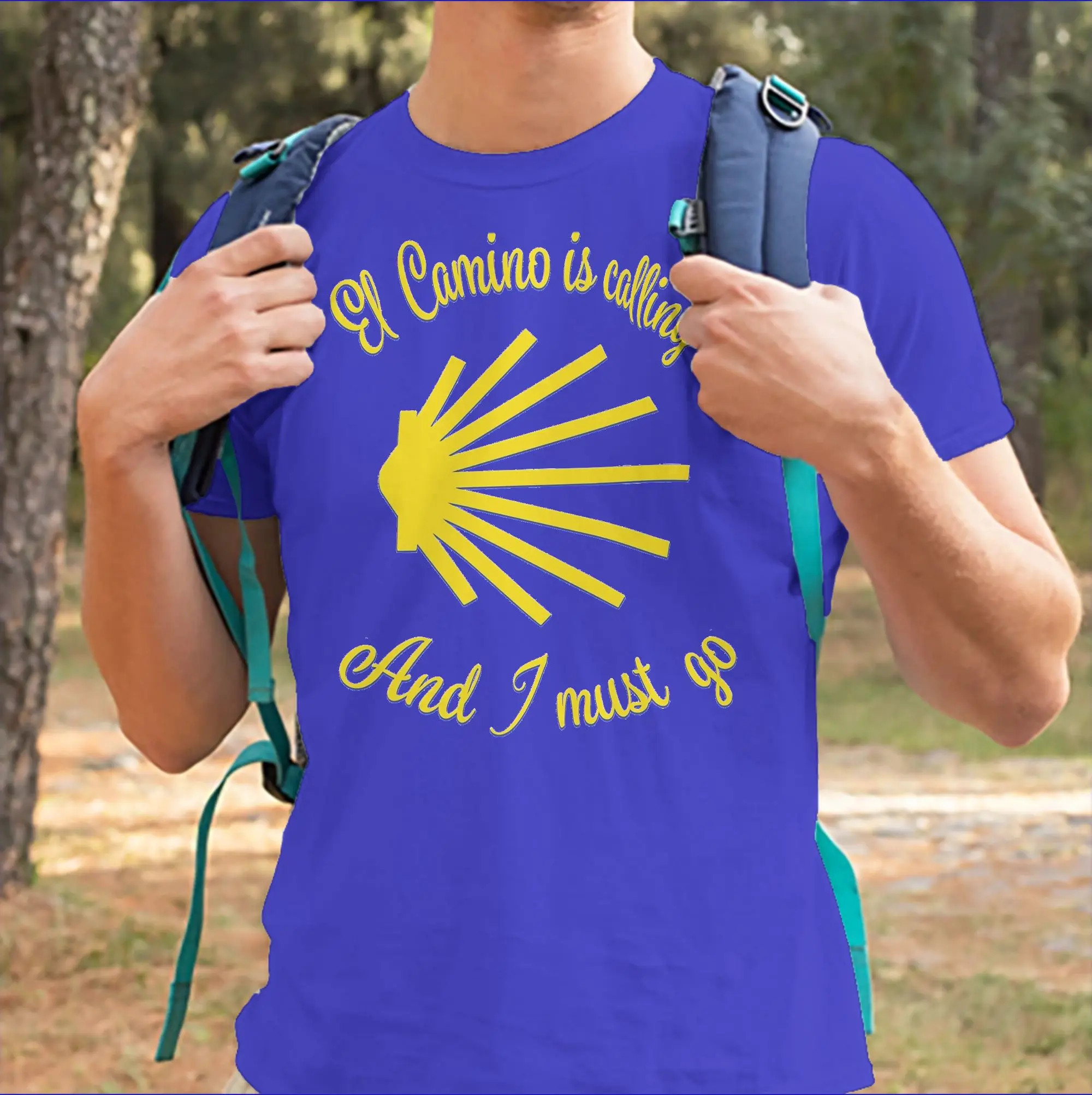El Camino is calling and I must go. Camino de Santiago Scallop T Shirts Men Cotton T-Shirts O Neck Tees Short Sleeve Clothing