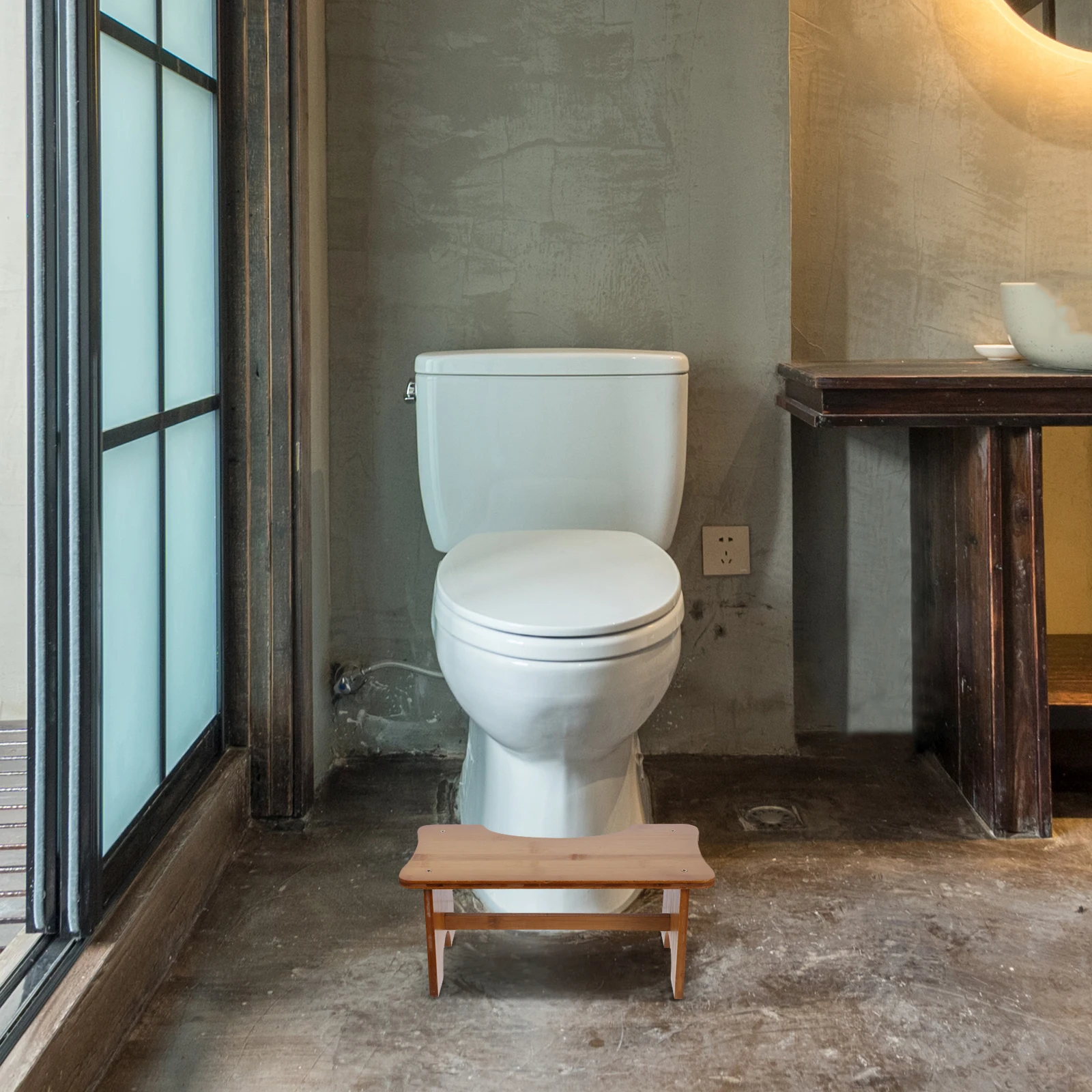 

Premium Wooden Toilet Footstool Durable Space-Saving Bathroom Non-Slip Stable Support For Kids Home Use Step Seat Foot Wooden
