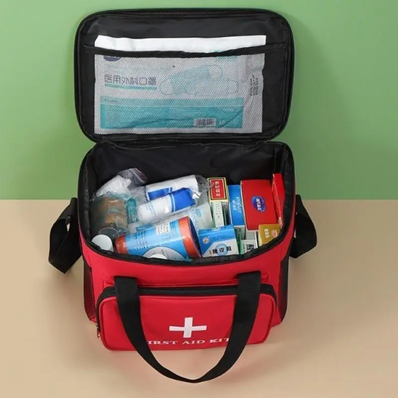 Portable First Aid Kit Emergency Bag Medical Cabinet Single-Shoulder Backpack Zippered Lightweight Rescue Bag Outdoor Survival