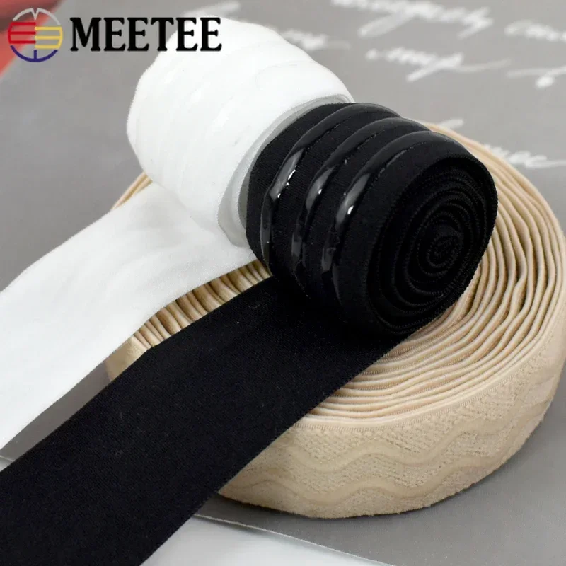 1/2/3M Nylon Silicone Elastic Band 25/30mm Non-slip Rubber Ribbon Bag Bra Clothes Strap Webbing Tape DIY Sewing Accessories