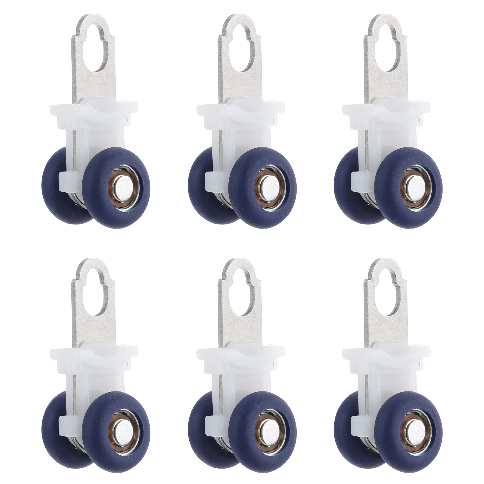 

6pcs Curtain Track Roller Gliders PE Drapery Wheel Pulleys Windows Silent Sliding Hooks Home Decor Stainless Steel Practical