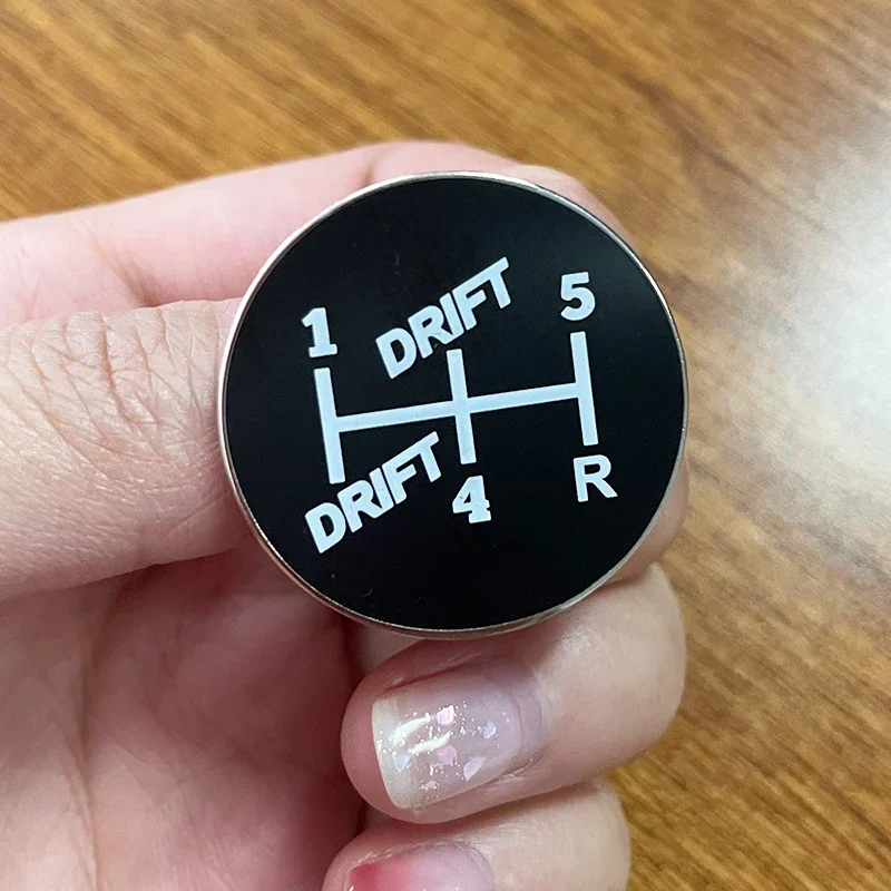 Car Drift Shift Knob Button Enamel Pin 5 Speed Black Badge Emblem