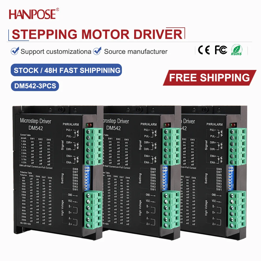 

Stable performance exclusive motor driver model DM542 current 4.2A subdivision 128, can be paired with NEMA17 NEMA23