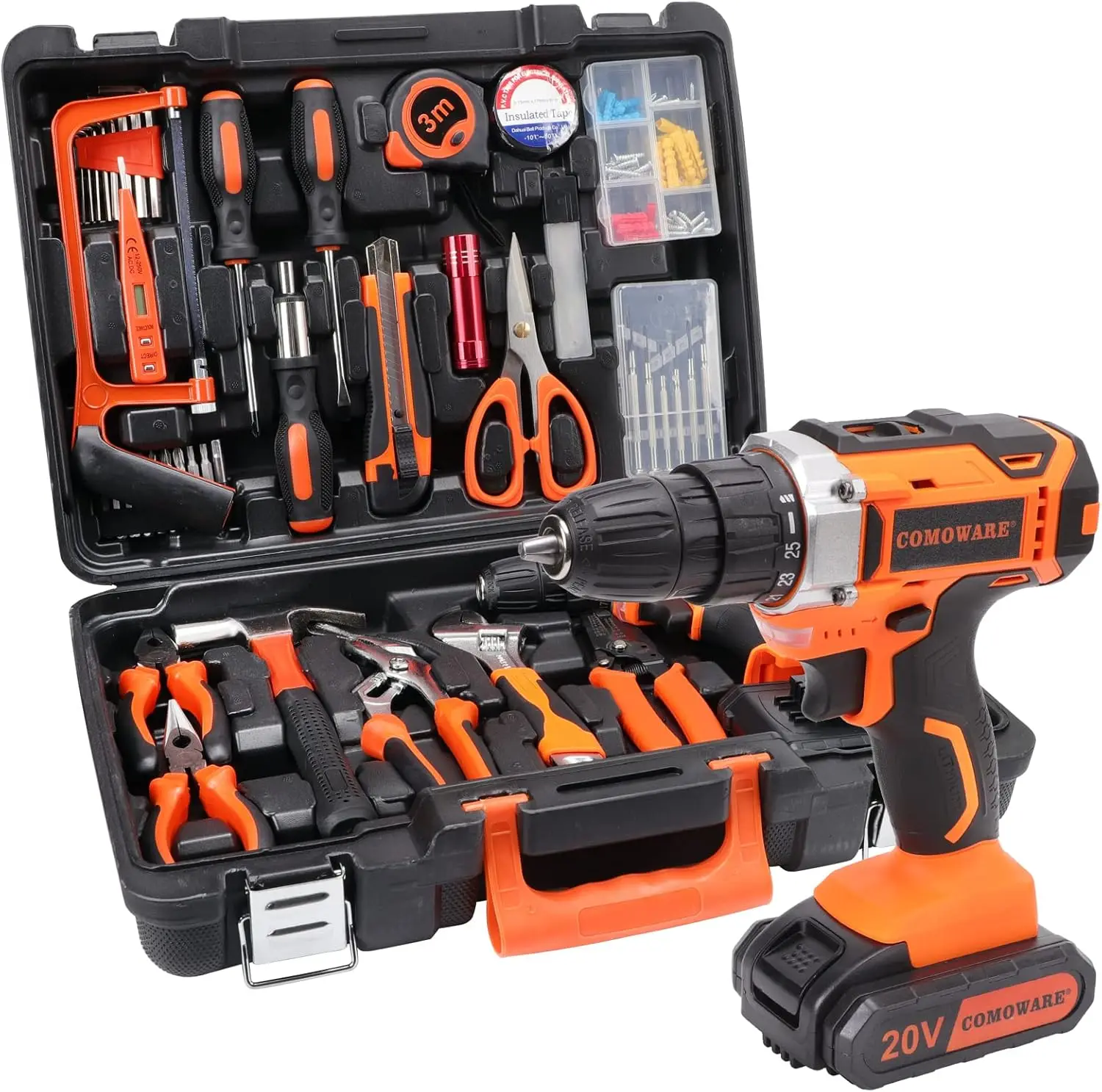 NEW 20V Cordless Drill Set Combo Kit,120 Pcs Tool Kit for Home, Household Tool Sets for Men, Basic Tool Kit with Power Drill