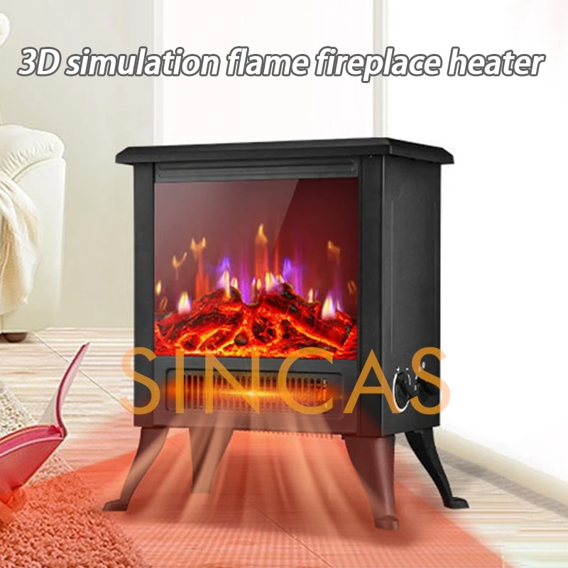 

3D Simulation Charcoal Fire Electric Heater Household Warm Air Fireplace Heater 1500W Power PTC Heating Energy-saving Heater