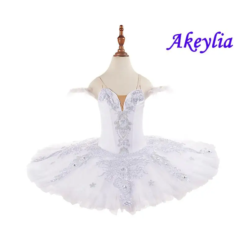 

White ballet tutu pancake dress practice girl pre-professional stage costumes performance dance wear adult 7 layers BLST20038