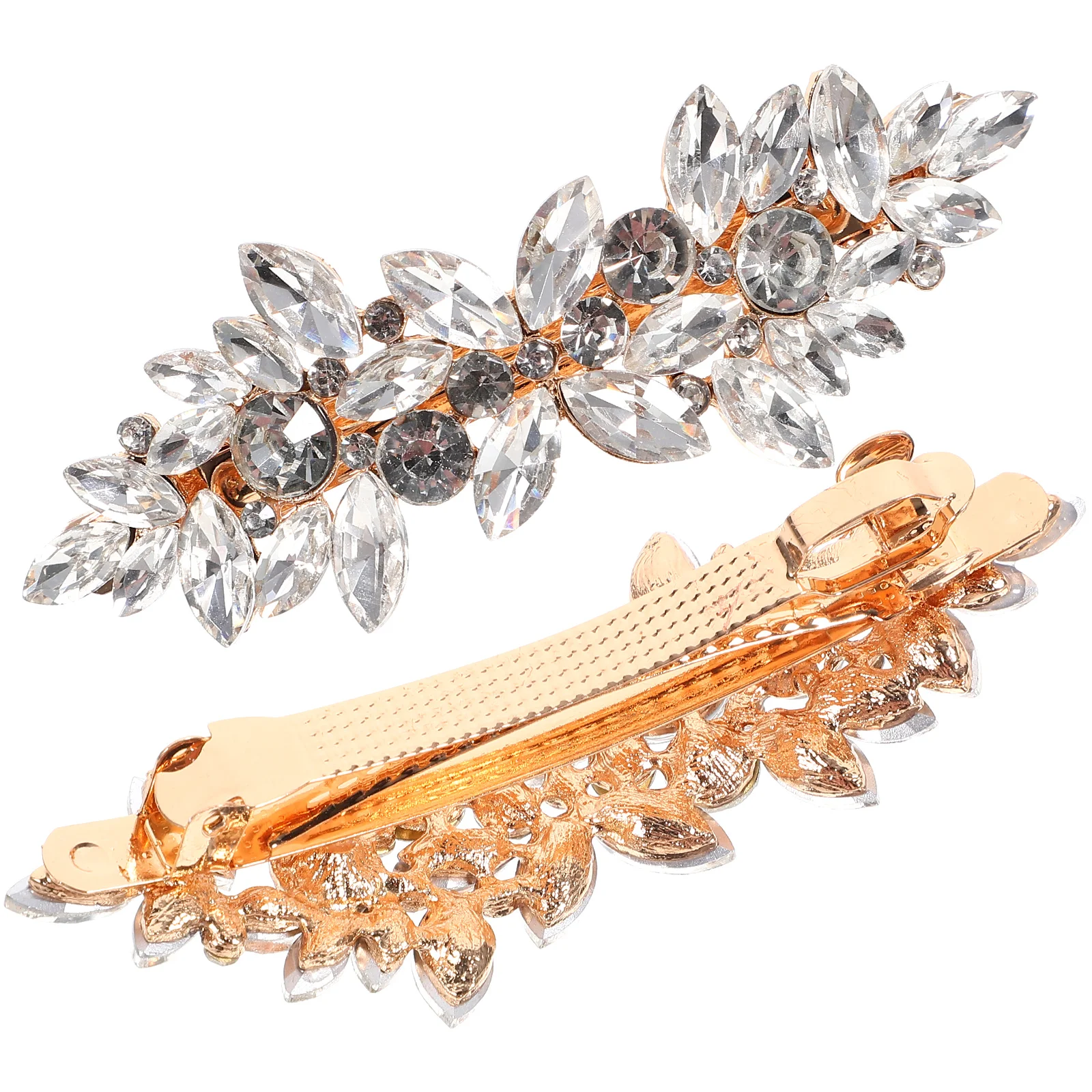 

2 Pcs Rhinestone Hair Clips Silver Color Zinc Alloy Bridal Accessories Women Thick Hair Styling Metal Barrettes Aesthetic