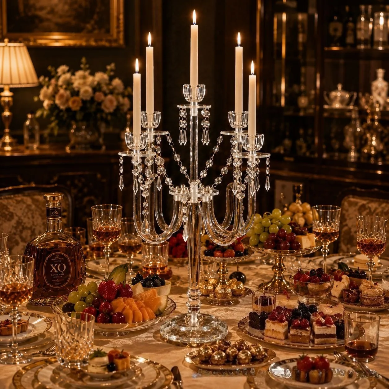 Acrylic Candelabra Transparent 5He Candle Holders Wedding Candlesticks Table Centerpieces Big Candelabrum Event Party Decora